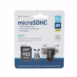 Atminties korta Platinet MicroSD 32GB (class10) + SD Adapteris + OTG korteliu skaitytuvas
