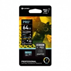 Atminties korta Platinet MicroSD 64GB (class10 UHS-I 70MB/S) + SD Adapteris