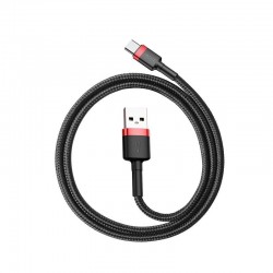 Kabelis BASEUS USB - USB C, 1.0m, 3.0A, QC3.0 su nailoniniu šarvu Cafule raudonas/juodas