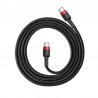 Kabelis Baseus Cafule USB Type C - USB Type C, PD 2.0, 60W, 1m, su nailoniniu šarvu raudonas / juodas, CATKLF-G91