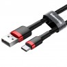 Kabelis BASEUS USB - USB C kištukas, 2.0m 2A su nailoniniu šarvu raudonas/juodas CATKLF-C91