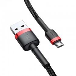 Kabelis BASEUS USB - micro USB, 2.0m, 1.5A, QC3.0 su nailoniniu šarvu Cafule raudonas/juodas