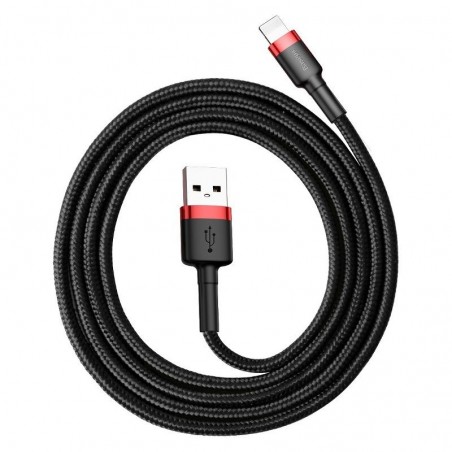 Kabelis BASEUS USB - Lightning 1.0m su QC3.0 nailoniniu šarvu Cafule raudonas/juodas CALKLF-B19