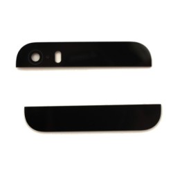 Galinio korpuso apatinis ir virsutinis stikliukas iPhone 5S/SE juodas su kameros stikliuku