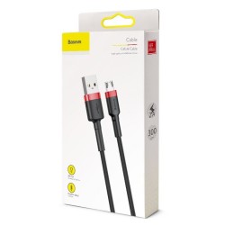 Kabelis BASEUS USB - micro USB, 3.0m, 2A, QC3.0 su nailoniniu šarvu Cafule raudonas/juodas