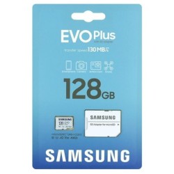 Atminties korta SAMSUNG EVO PLUS MicroSD 128GB (class10 UHS-III 130MB/s) + SD Adapteris
