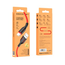 Kabelis Borofone BX63 USB - Type C 1.0m 3A raudonas, juodas