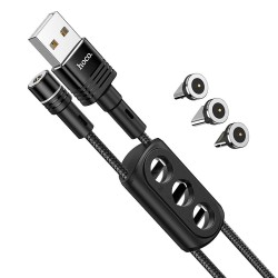 Kabelis HOCO Sunway U98 magnetinis USB - USB-C / Lightning / Micro 2.4A, 1.2m, juodas