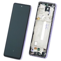 Ekranas Samsung A725/A726 A72 4G/5G 2021 su lietimui jautriu stikliuku su remeliu ir baterija Awesome Violet o
