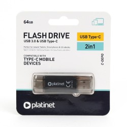 Atmintine Platinet 64GB USB 3.0 + Type-C