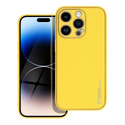Dėklas LEATHER Apple iPhone 14 Pro geltonas
