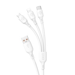 USB kabelis Dudao L8A 3in1 lightning+micro+type-C, 480Mb/s, 6A, 1m baltas