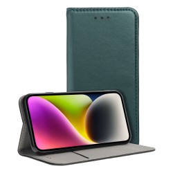 Dėklas Smart Magnet Book Samsung A14 4G A145 / A14 5G A146 tamsiai žalias