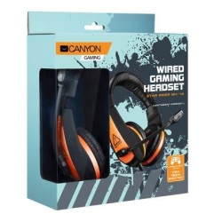 Laisvu ranku iranga CANYON GH-1A Gaming su mikrofonu juoda-oranzine (2m laidas)