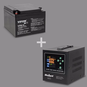 Rebel POWER-500-LFP4 backup power supply, pure sine wave inverter with charging, 12 V / 230 V, 500 VA / 300 W