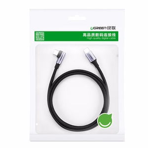 Ugreen US255 50125 кабель USB-C (прямой) / USB-C (угловой) PD QC 60W 3A 2м — серый