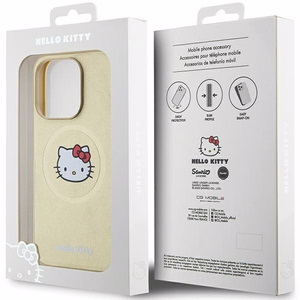 Hello Kitty odinis Kitty Head magnetinis dėklas telefonui iPhone 15 Pro - auksinis