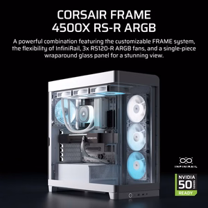 Corsair 4500X RS-R ARGB grūdintas stiklas vidutinio bokštelio korpusas, baltas
