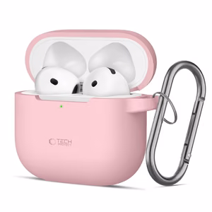 Tech-Protect silikoninis dėklas su kabliuku AirPods 4 - rožinis