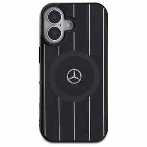 Mercedes MB dvigubo sluoksnio kryžminių linijų Magnetinis dėklas iPhone 16 telefonui - juodas