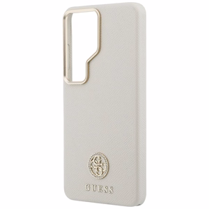 Guess Rhinestone Round Logo MagSafe Чехол для Samsung Galaxy S26 Ultra - бежевый