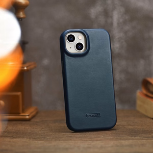 iCarer CE Premium odinis folio dėklas iPhone 14 Plus su MagSafe magnetiniu flipu - mėlynas
