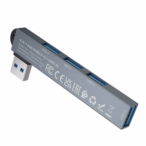 "Borofone" adapteris HUB FH1 4 in 1 - USB į 3xUSB 2.0 + USB 3.0 - pilkas
