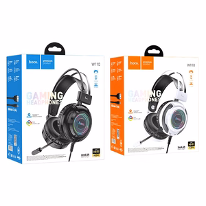 HOCO laidinės ausinės USB A + Jack 3,5 mm su mikrofonu žaidimams W110 2 m juodos