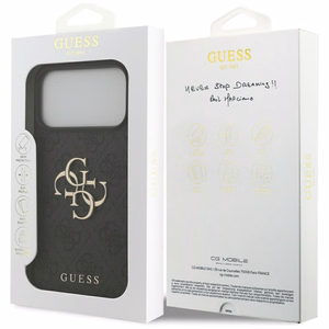 Dėklas Guess PU 4G Metal Logo Apple iPhone 17 Pro Max pilkas