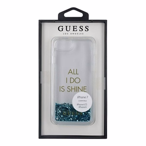 Guess GUHCP7GLUQBL iPhone 6/7/8 /SE 2020 / SE 2022 blue/blue hard case Liquid Glitter Party