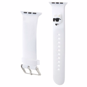 Karl Lagerfeld 3D резиновый ремешок Choupette Heads Apple Watch 38/40/41mm - белый
