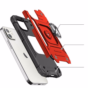 Wozinsky Ring Armor iPhone 14 Plus dėklas telefonui su magnetiniu laikikliu ir žiedu, raudonos spalvos