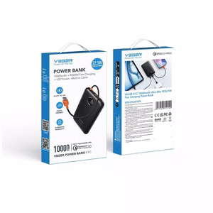 Powerbank Veger 10000 mAh with built-in cable USB C QC3.0 PD 2A 22,5W K1C W1189 black