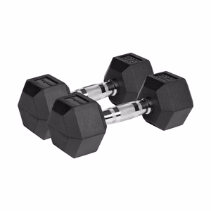 REBEL ACTIVE Rubber-coated cast iron dumbbells 2x6 kg