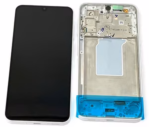 LCD ekranas Samsung A266 A26 5G su jutikliniu ekranu ir rėmeliu baltas originalus (serviso paketas)
