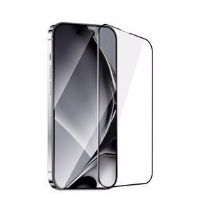 Закалённое стекло с металлической рамкой для iPhone 16 Plus 6,7" чёрная рамка