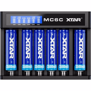 XTAR MC6C cilindrinis ličio jonų akumuliatoriaus įkroviklis