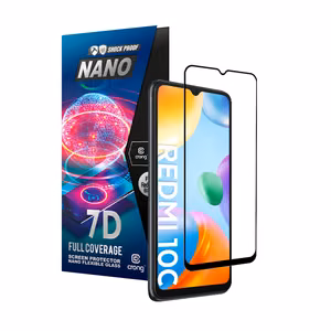 Crong 7D Nano Flexible Glass 9H visą ekraną dengiantis hibridinis apsauginis stiklas, skirtas Xiaomi Redmi 10C