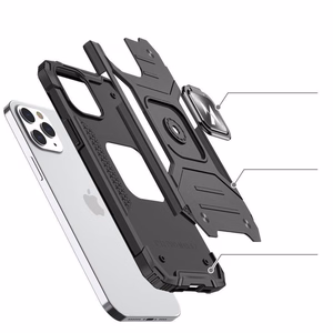 Wozinsky Ring Armor iPhone 14 Pro dėklas telefonui su magnetiniu laikikliu ir žiedu, auksinės spalvos