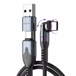 STATIK PowerPivot Pro нейлоновый плетеный кабель, USB-C – USB-C, 3 м, черный