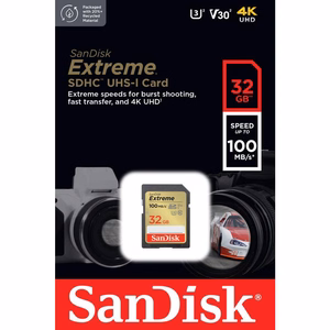 SanDisk карта памяти Extreme SDHC 32GB 100/60MB/s C10 V30 UHS-I U3