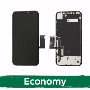 LCD ekranas suderinamas su iPhone XR juodas (INCELL su metaline plokštele / Economy)