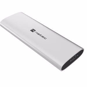 Natec Rhino M.2 NVMe Lite Arctic Silver – išorinis M.2 NVMe SSD dėklas, USB-C 3.2 Gen 2, sidabrinis
