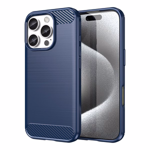 Carbon dėklas telefonui iPhone 16 Pro - mėlynas