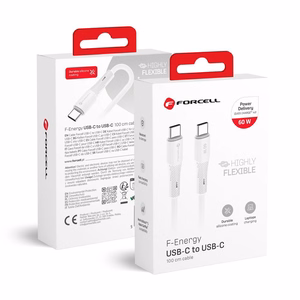 Кабель USB C к USB C Forcell F-Energy QC4.0 PD 3A 60W Silicone 1 м C344 белый