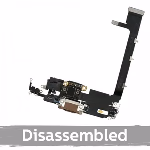 Charging Port Compatible with iPhone 11 Pro Max with flex / Su IC / matte gold / (100% original / disassembled)