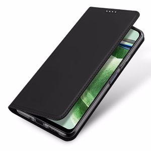 Dux Ducis Skin Pro dėklas Xiaomi Redmi Note 12 Pro+ Flip kortelių piniginė stovas juoda