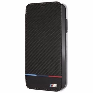 Чехол BMW Carbon Tricolor Stripe для iPhone XS Max - чёрный