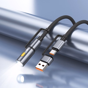 Laidas All-in-one USB A / USB C į USB C / LED Light Hoco 3A 60W 1,2 m U138 juodas