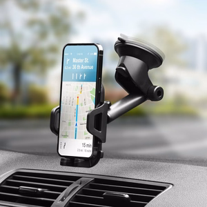 Automobilinis universalus telefono laikiklis Forcell regular arm tvirtinamas ant prietaisų skydelio, juodas